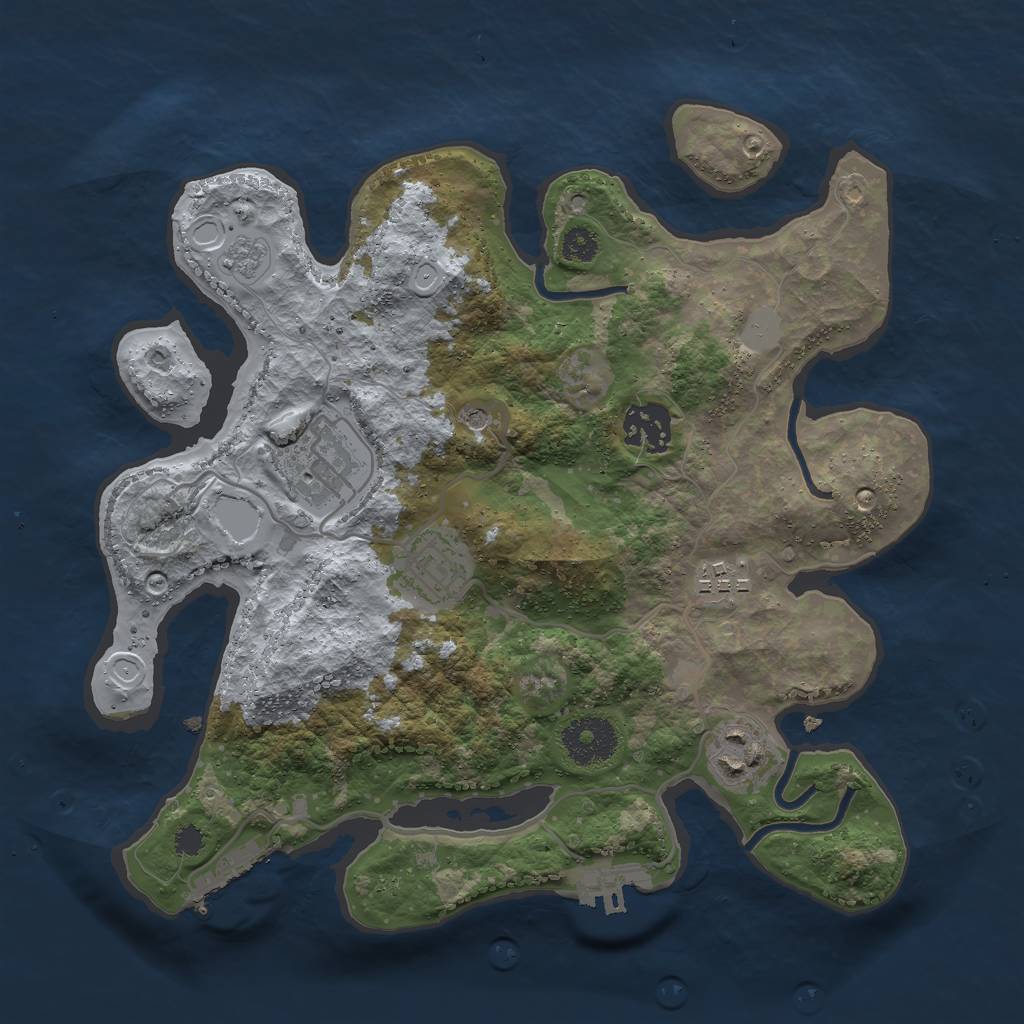 Rust Map: Procedural Map, Size: 3000, Seed: 24098, 12 Monuments