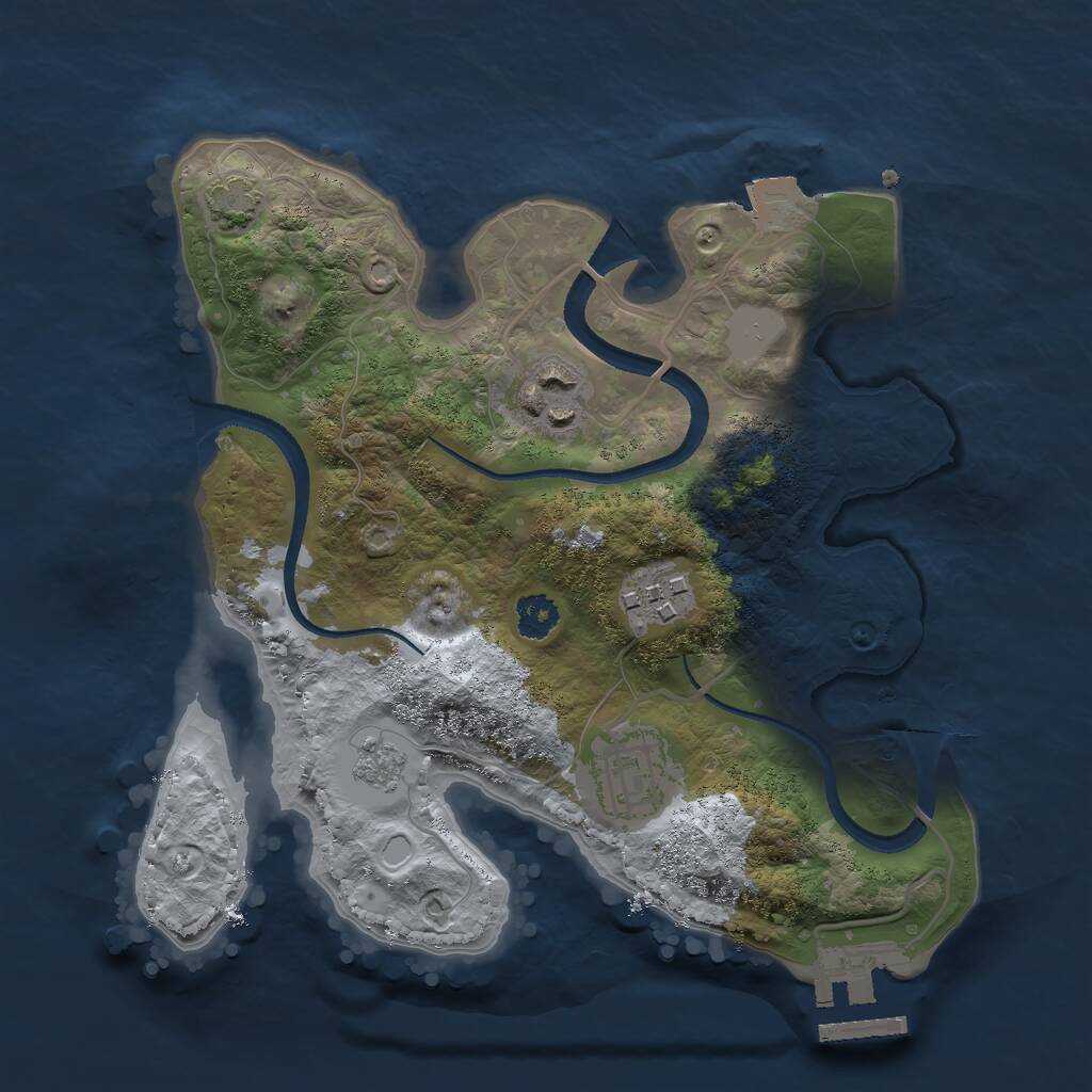 Rust Map: Procedural Map, Size: 2500, Seed: 7242022, 7 Monuments