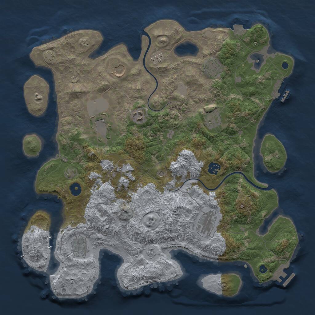 Rust Map: Procedural Map, Size: 3850, Seed: 1827657472, 16 Monuments