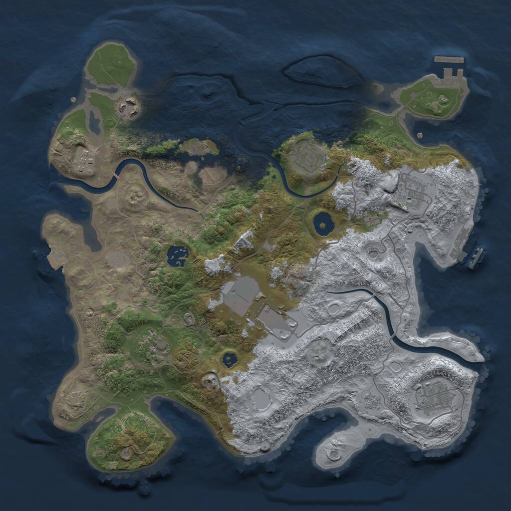 Rust Map: Procedural Map, Size: 3500, Seed: 577432775, 15 Monuments