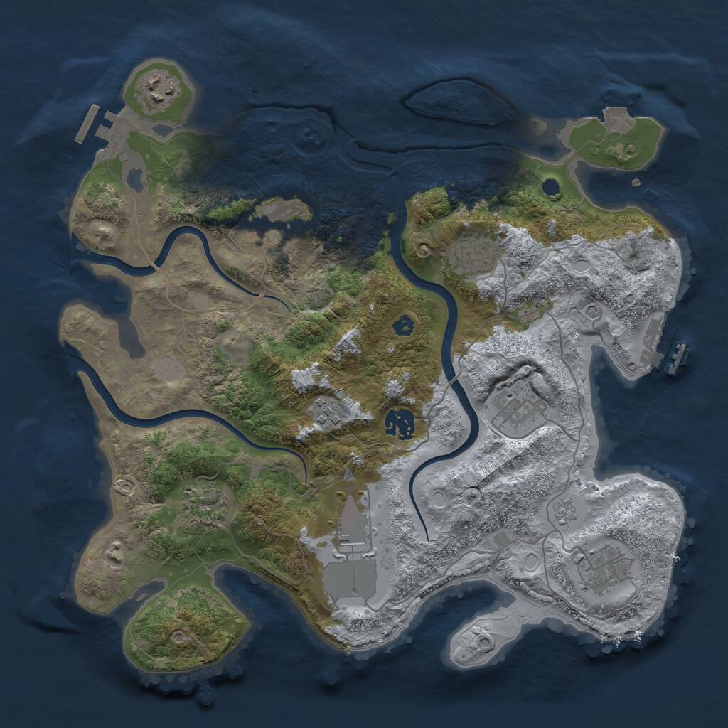 Rust Map: Procedural Map, Size: 3500, Seed: 577432775, 15 Monuments