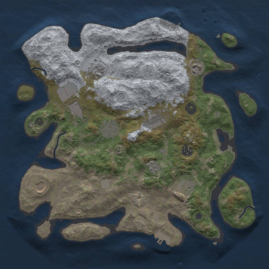 Rust Map: Procedural Map, Size: 3500, Seed: 1366154038, 16 Monuments