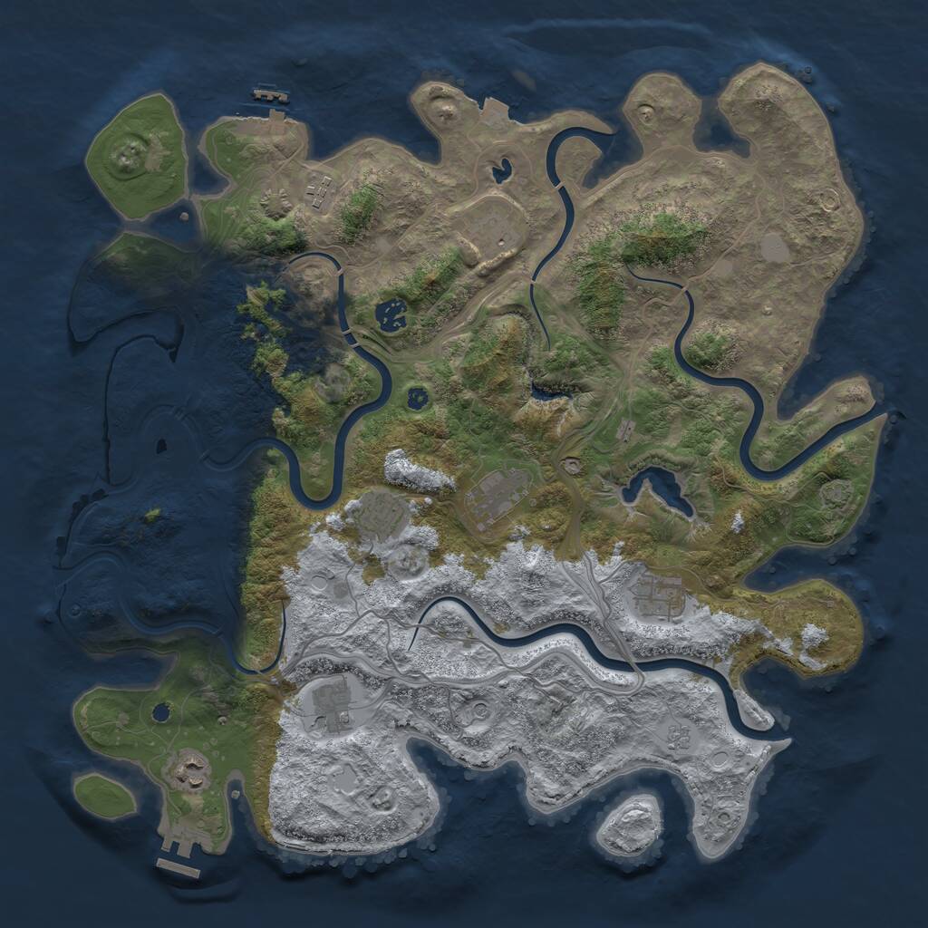 Rust Map: Procedural Map, Size: 4250, Seed: 140259907, 14 Monuments