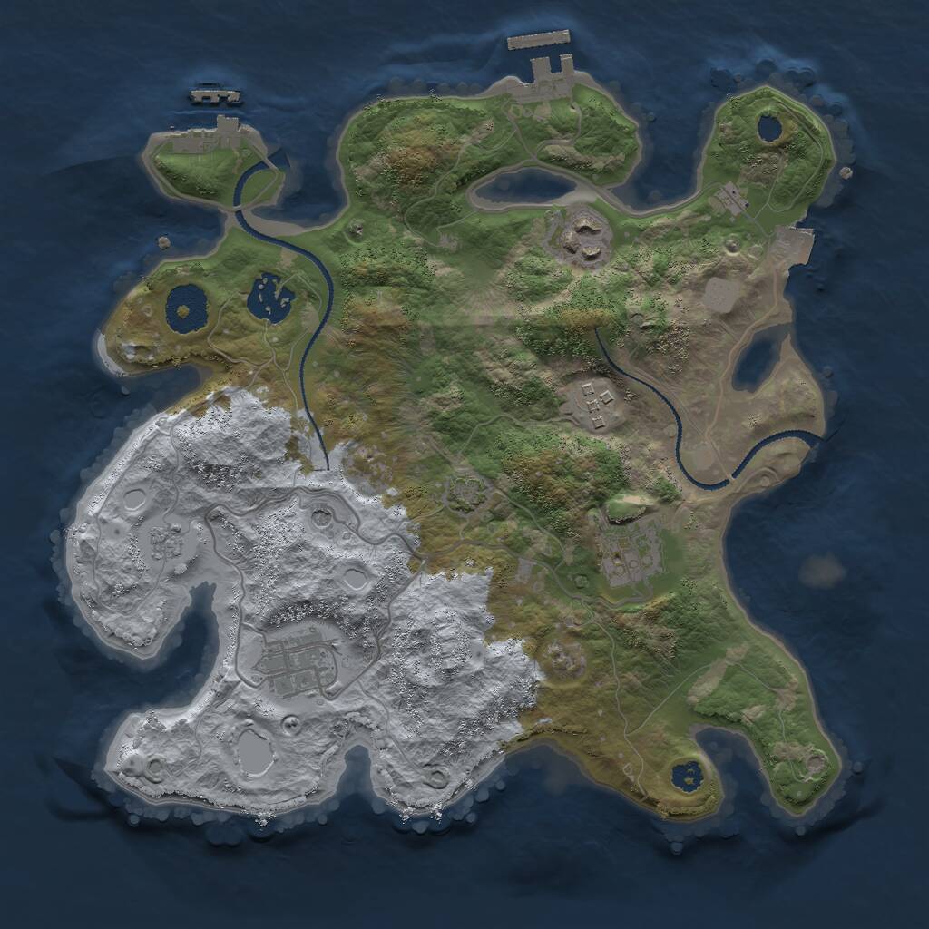 Rust Map: Procedural Map, Size: 3000, Seed: 1658276553, 11 Monuments