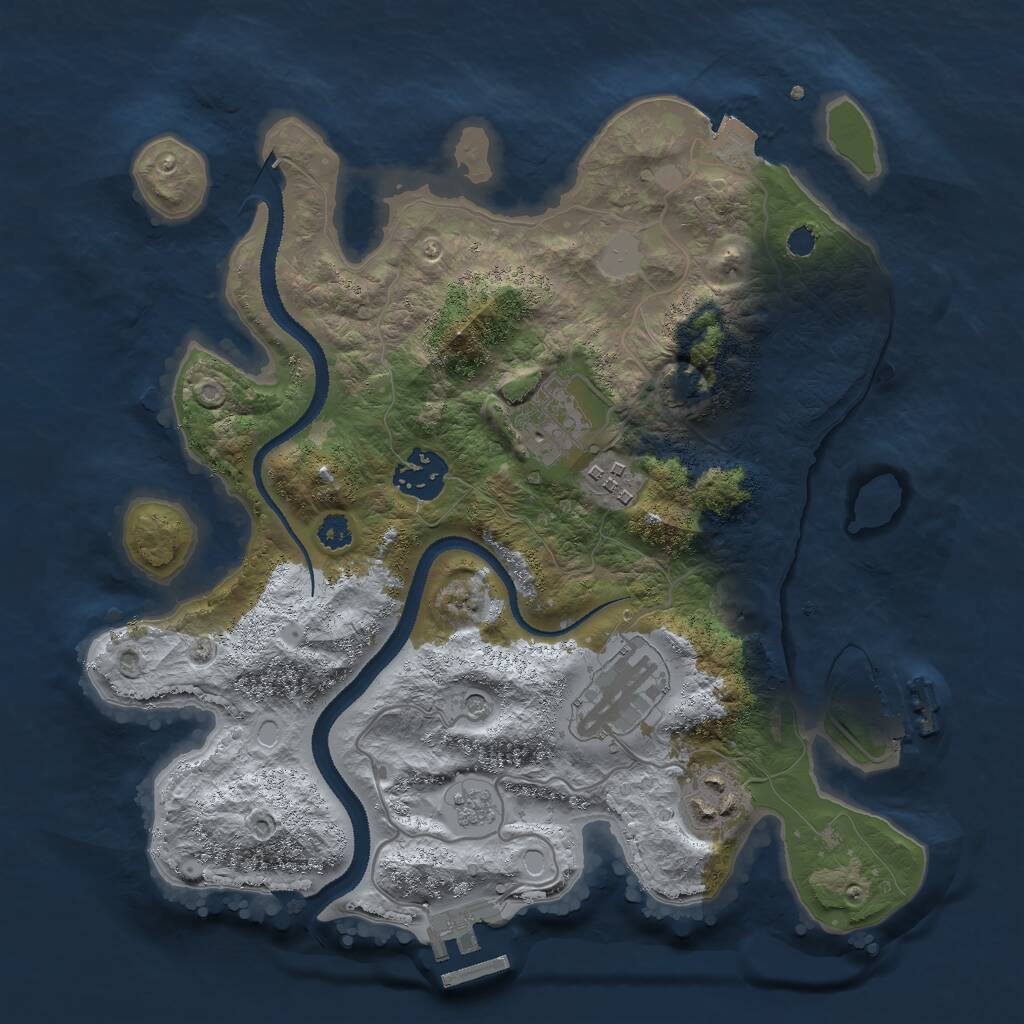 Rust Map: Procedural Map, Size: 3000, Seed: 29172, 11 Monuments