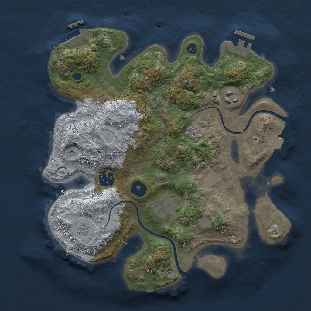 Rust Map: Procedural Map, Size: 3000, Seed: 21911, 10 Monuments