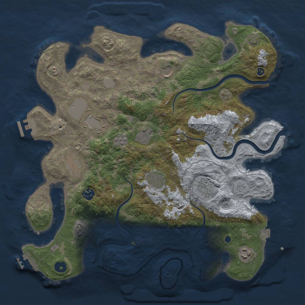 Rust Map: Procedural Map, Size: 3900, Seed: 327417, 15 Monuments
