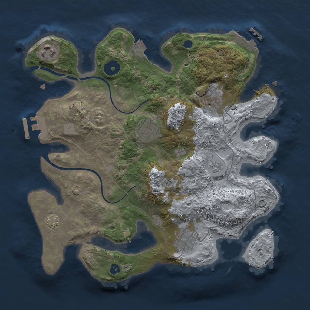 Rust Map: Procedural Map, Size: 3000, Seed: 537382684, 10 Monuments