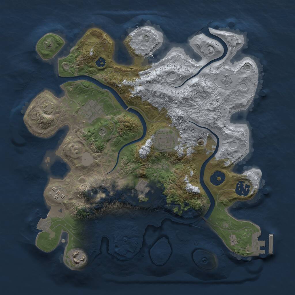 Rust Map: Procedural Map, Size: 3000, Seed: 1027210333, 11 Monuments