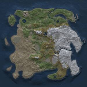 Thumbnail Rust Map: Procedural Map, Size: 3500, Seed: 9691, 13 Monuments