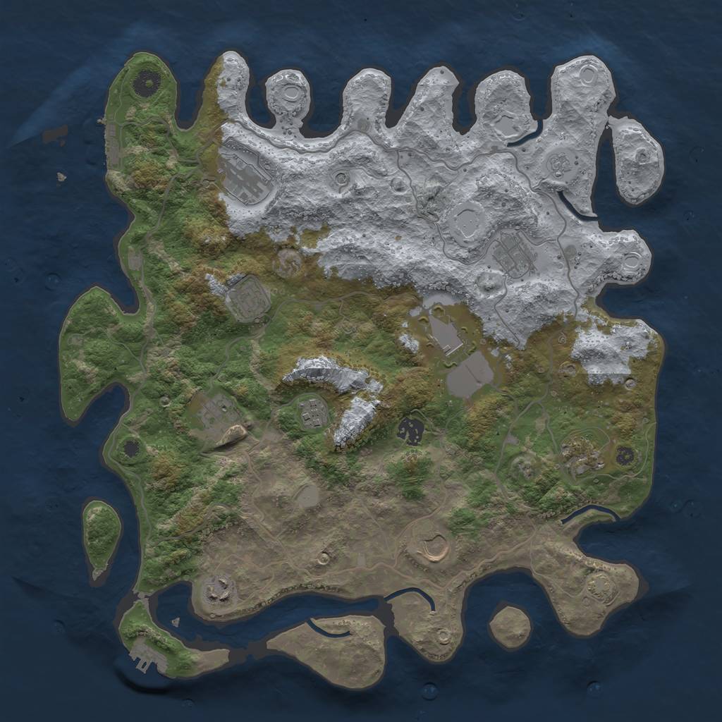 Rust Map: Procedural Map, Size: 4000, Seed: 731426610, 18 Monuments