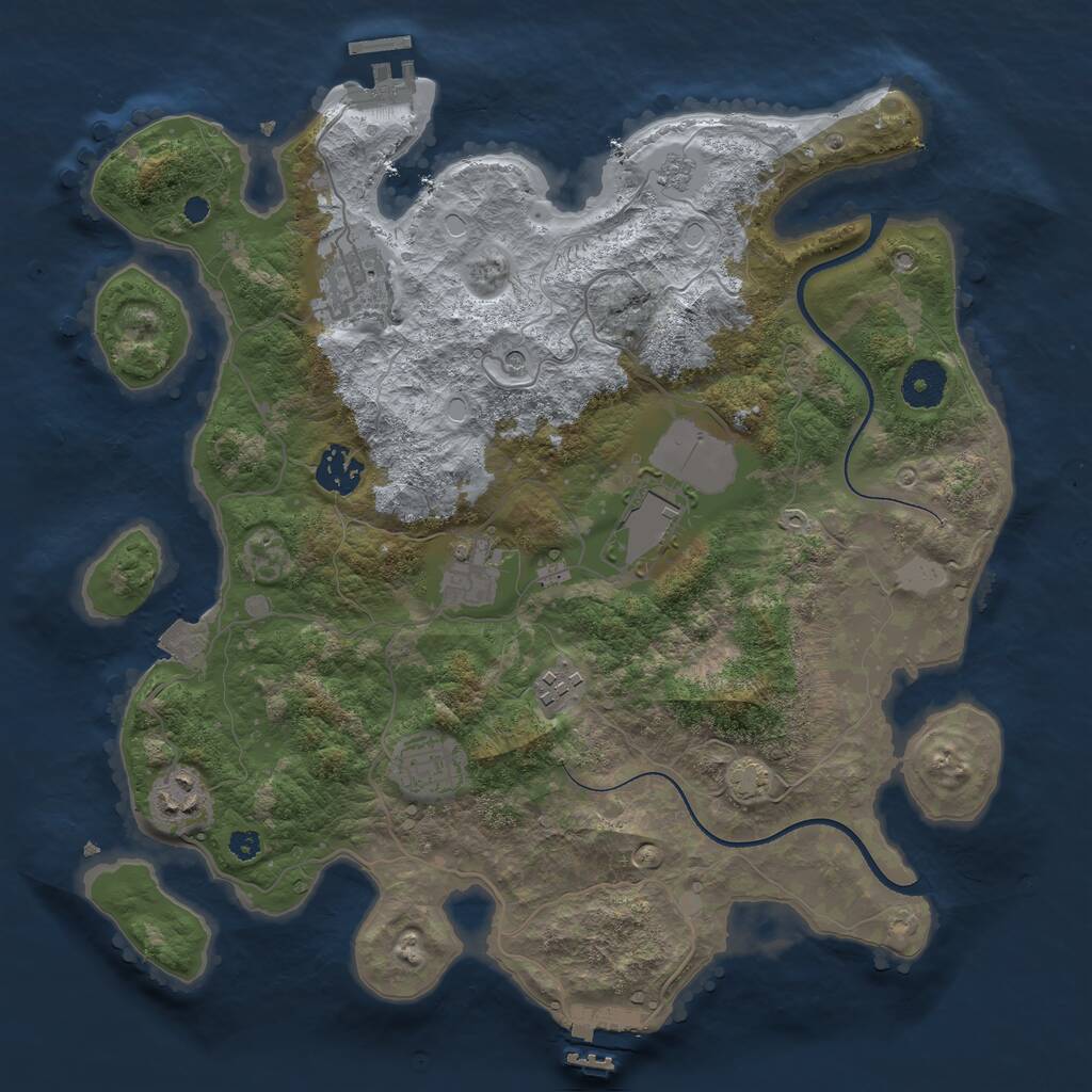 Rust Map: Procedural Map, Size: 3500, Seed: 411312990, 13 Monuments