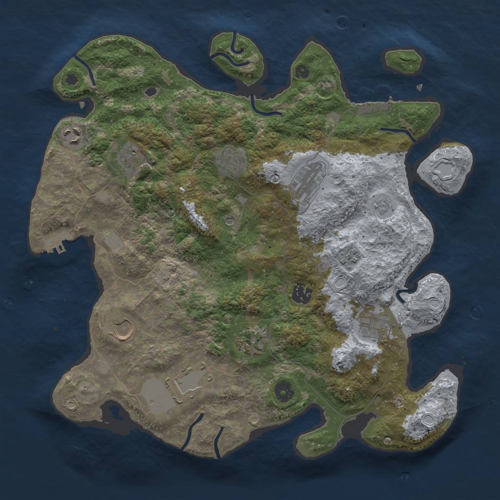 Rust Map: Procedural Map, Size: 3700, Seed: 1479601832, 17 Monuments