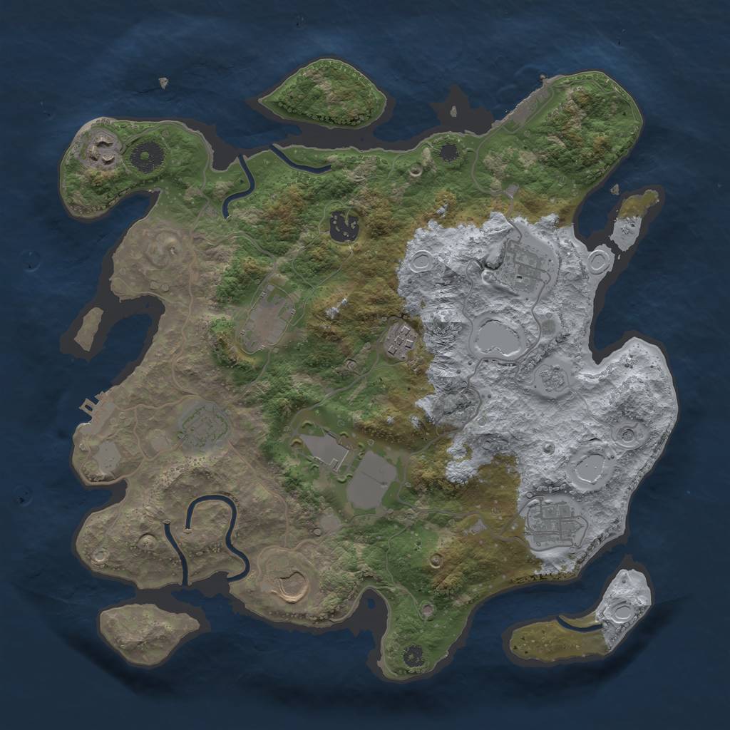 Rust Map: Procedural Map, Size: 3500, Seed: 161185, 16 Monuments