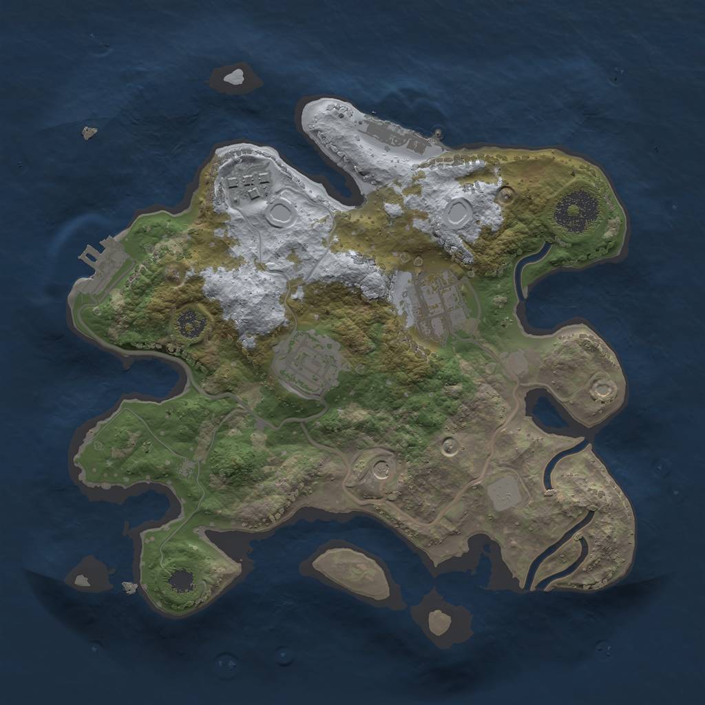Rust Map: Procedural Map, Size: 2500, Seed: 28775, 9 Monuments