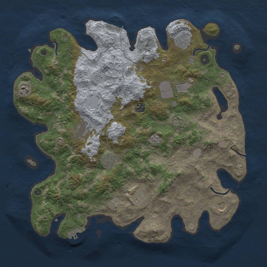 Rust Map: Procedural Map, Size: 4000, Seed: 39075, 17 Monuments