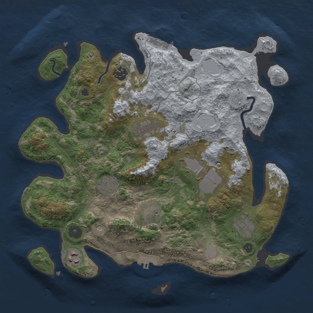 Rust Map: Procedural Map, Size: 3500, Seed: 32069, 14 Monuments