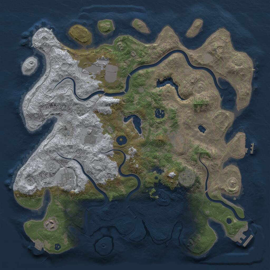 Rust Map: Procedural Map, Size: 4000, Seed: 2119947713, 14 Monuments