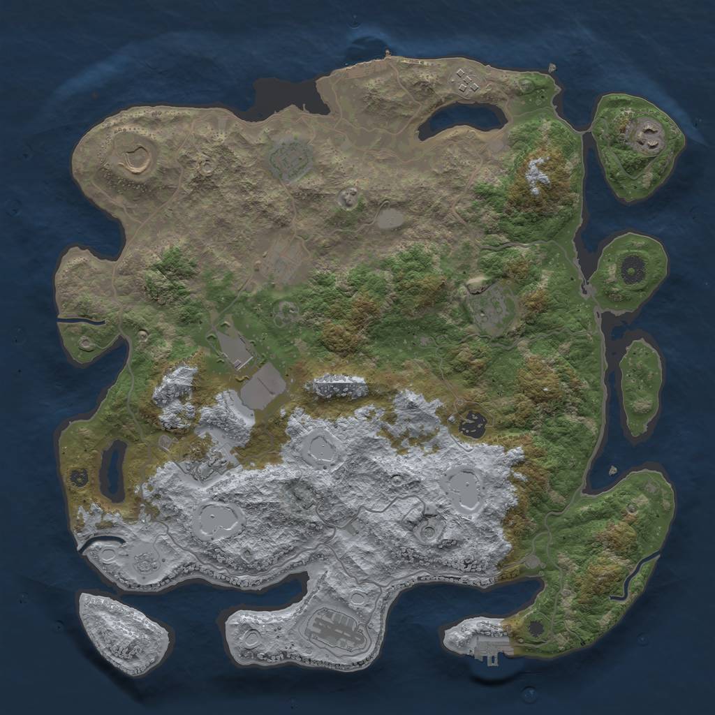 Rust Map: Procedural Map, Size: 4000, Seed: 11891371, 17 Monuments