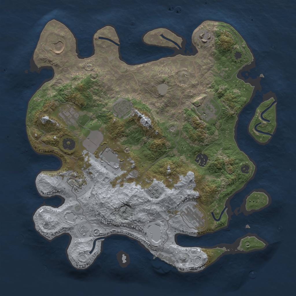 Rust Map: Procedural Map, Size: 3500, Seed: 402678750, 16 Monuments