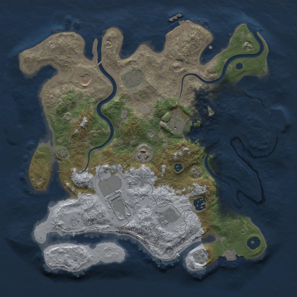 Rust Map: Procedural Map, Size: 3500, Seed: 27603958, 14 Monuments