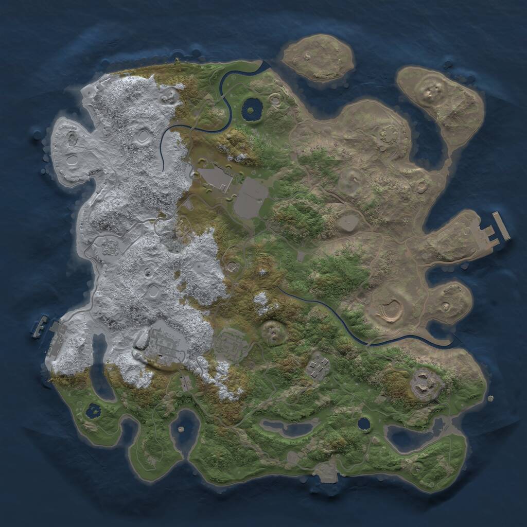 Rust Map: Procedural Map, Size: 3500, Seed: 1202366616, 12 Monuments