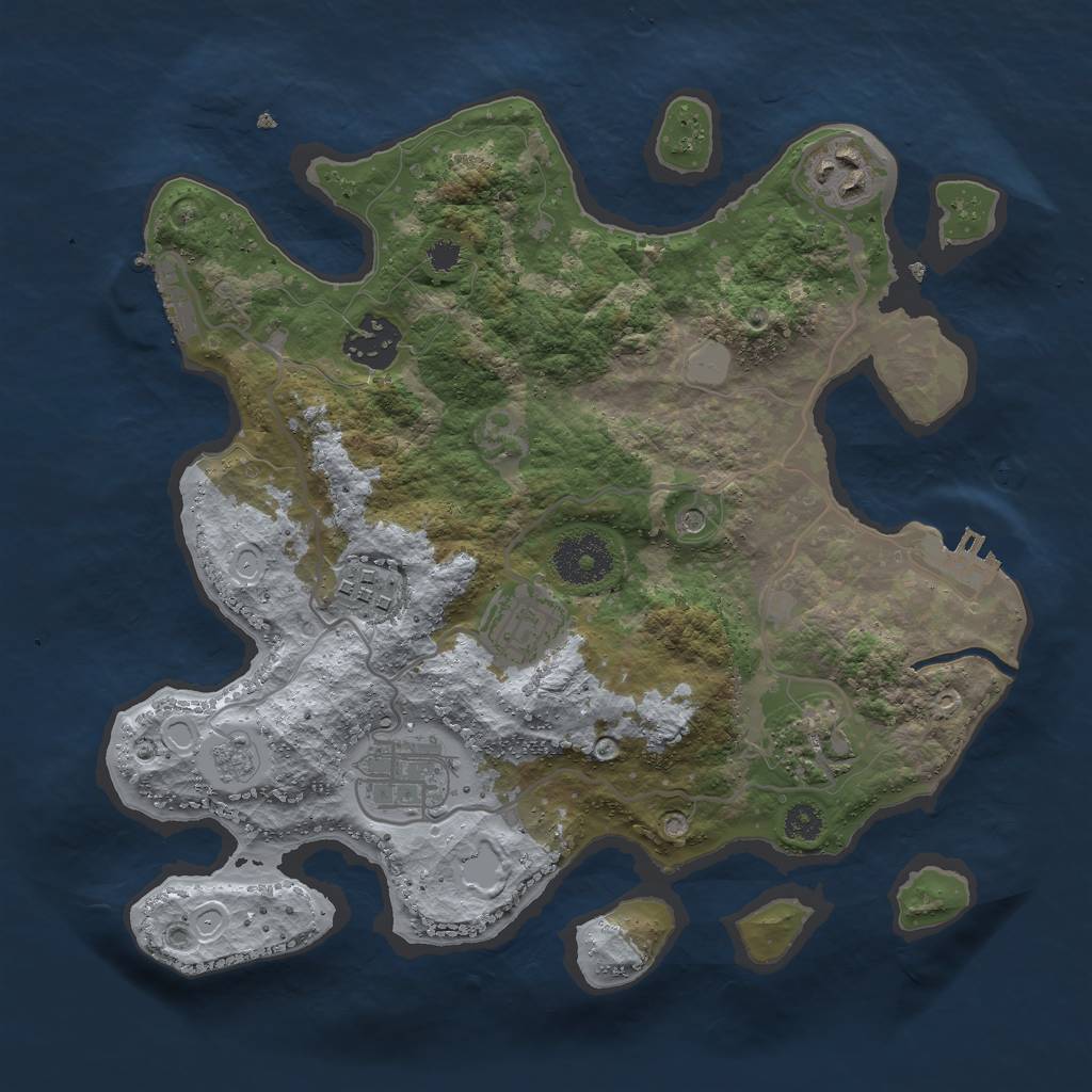 Rust Map: Procedural Map, Size: 3000, Seed: 21864, 13 Monuments