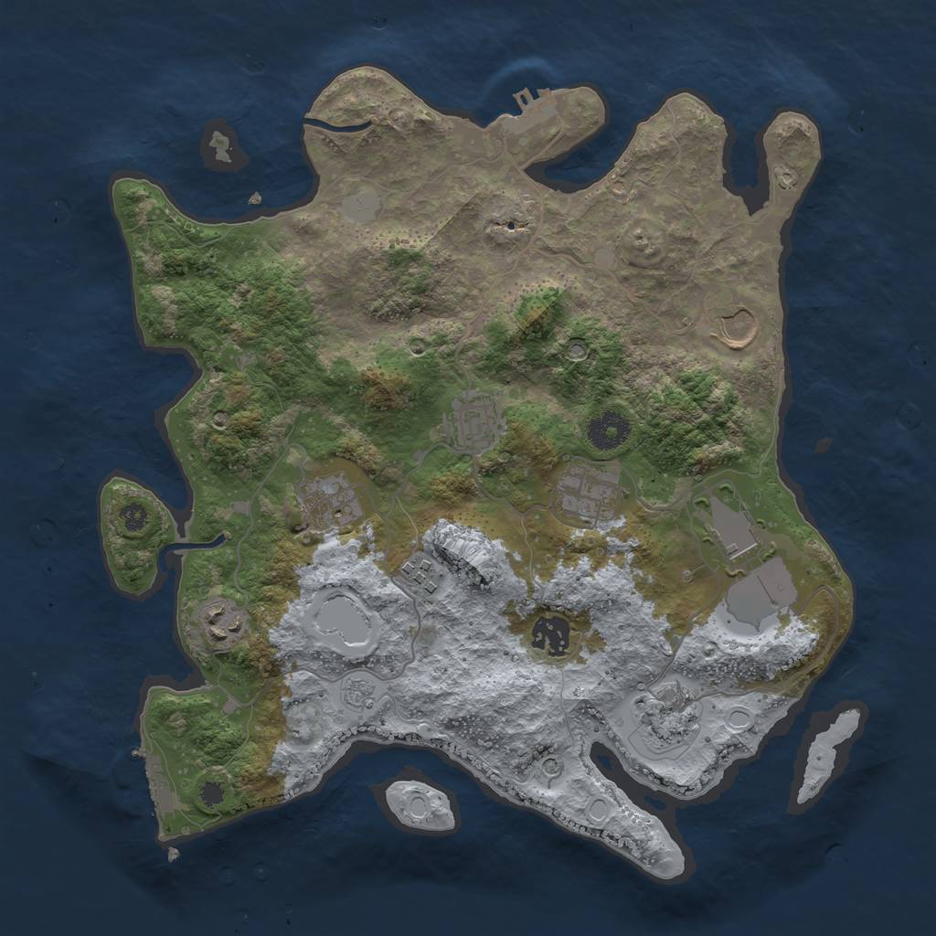 Rust Map: Procedural Map, Size: 3500, Seed: 1924934347, 16 Monuments