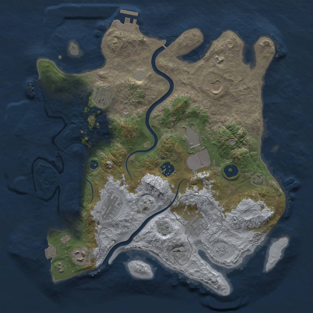 Rust Map: Procedural Map, Size: 3500, Seed: 1924934347, 14 Monuments