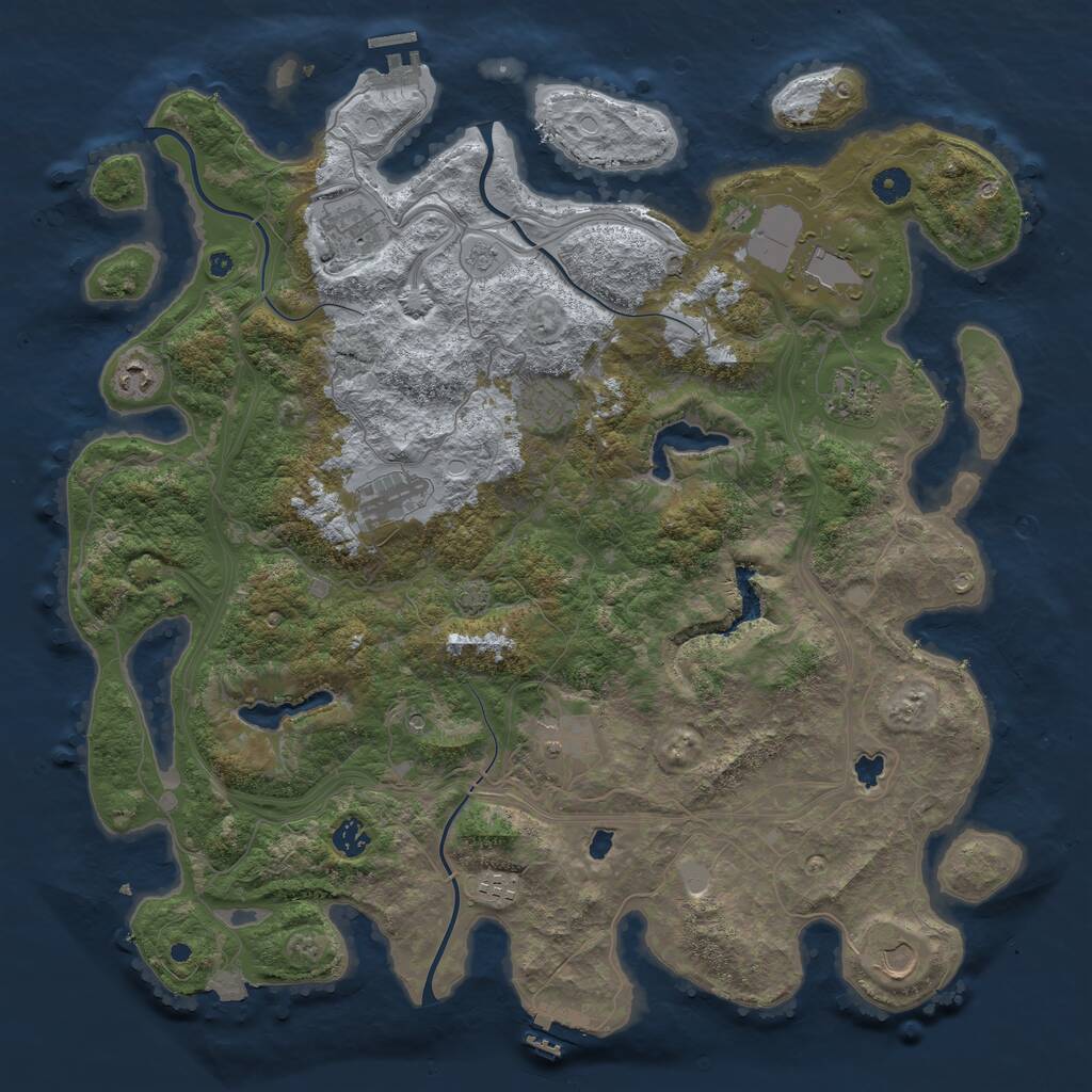 Rust Map: Procedural Map, Size: 4500, Seed: 225566051, 16 Monuments