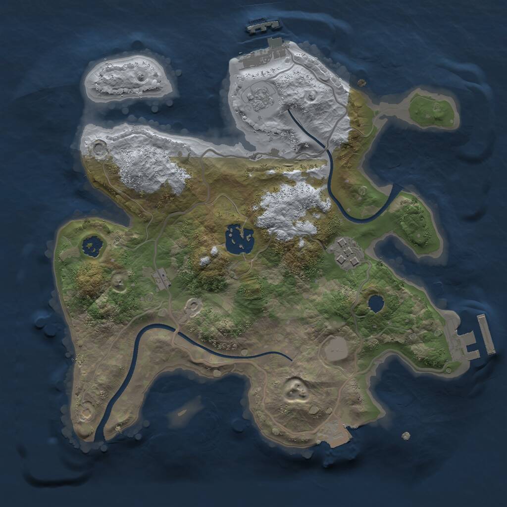 Rust Map: Procedural Map, Size: 2500, Seed: 37944, 6 Monuments