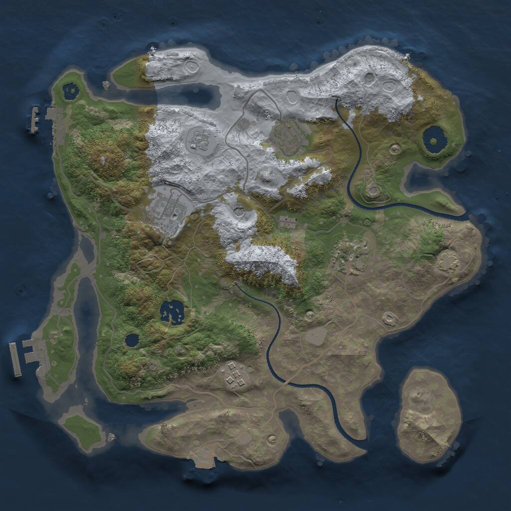 Rust Map: Procedural Map, Size: 3000, Seed: 2081043703, 11 Monuments