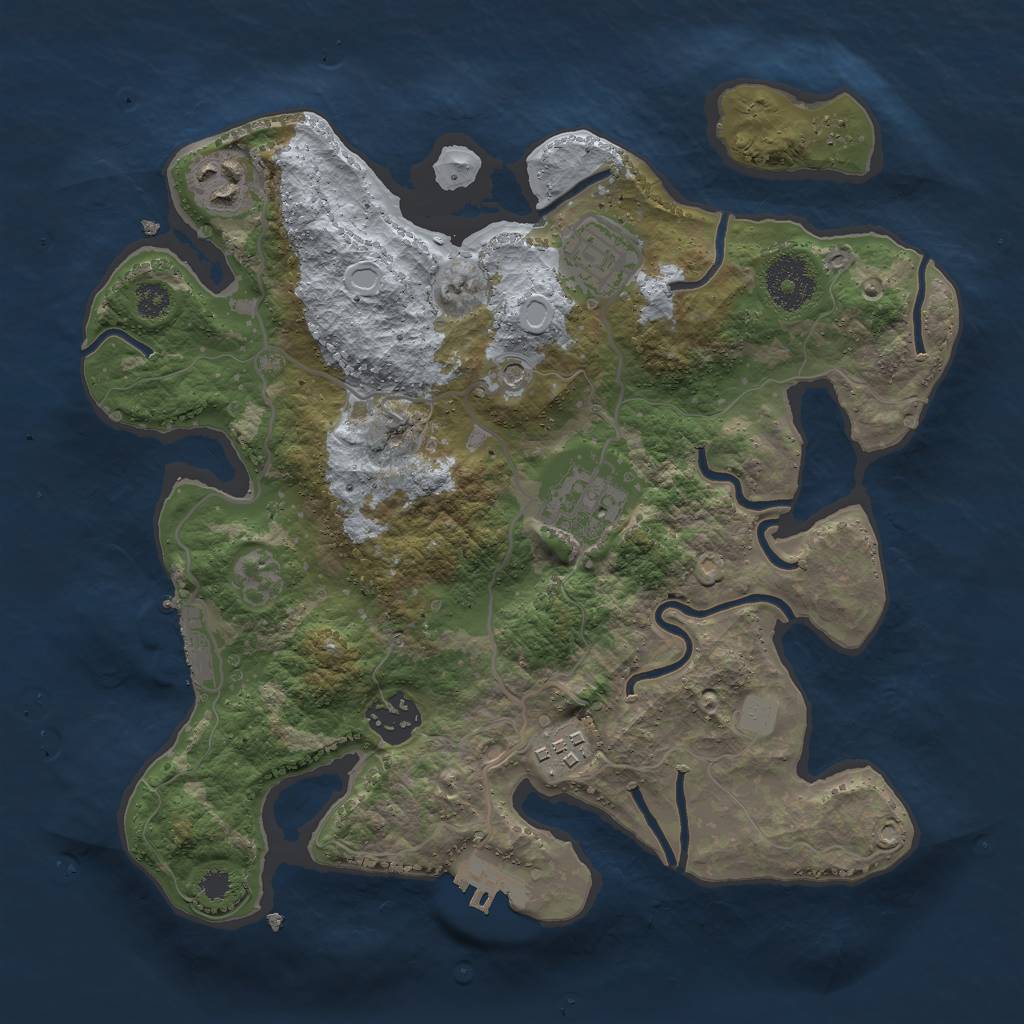 Rust Map: Procedural Map, Size: 3000, Seed: 24728, 11 Monuments
