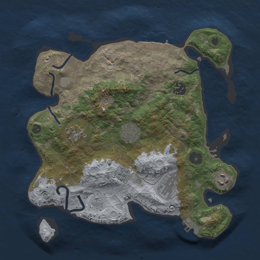 Rust Map: Procedural Map, Size: 3000, Seed: 1236709649, 13 Monuments