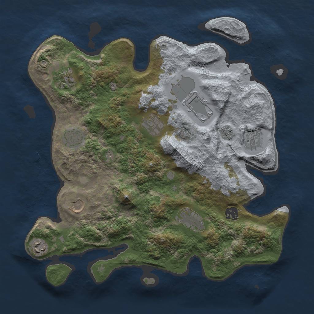 Rust Map: Barren, Size: 3500, Seed: 367144103, 13 Monuments