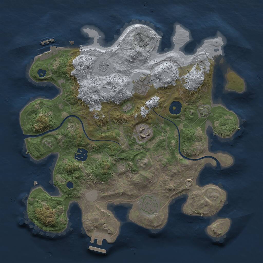 Rust Map: Procedural Map, Size: 3000, Seed: 20376, 10 Monuments