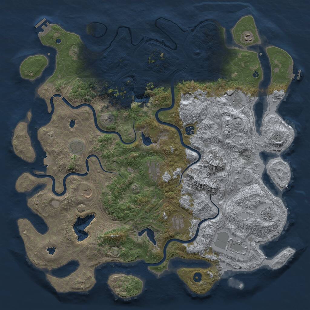 Rust Map: Procedural Map, Size: 5000, Seed: 888888888, 16 Monuments