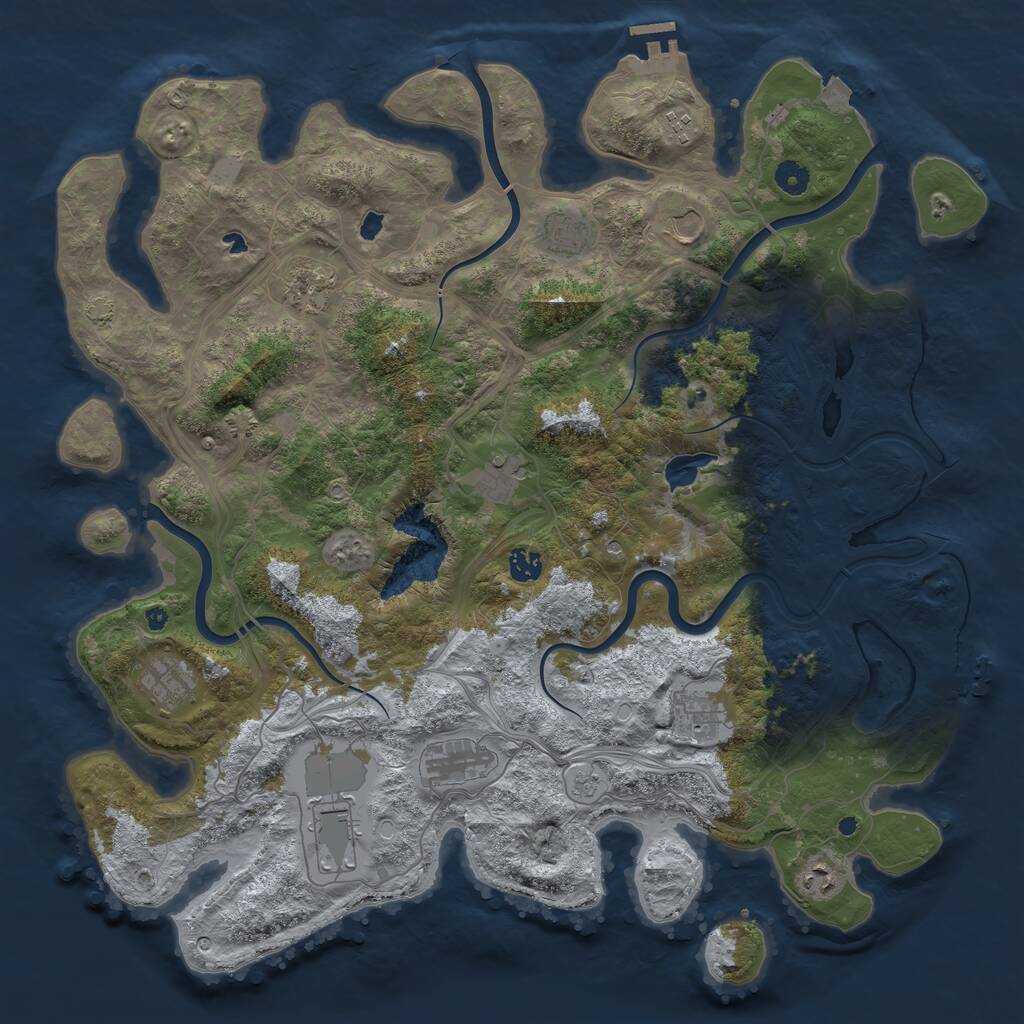 Rust Map: Procedural Map, Size: 4500, Seed: 1080273875, 17 Monuments