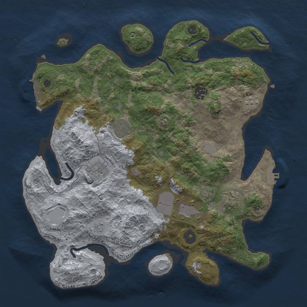 Rust Map: Procedural Map, Size: 3500, Seed: 1327632557, 13 Monuments