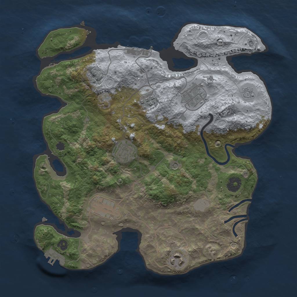 Rust Map: Procedural Map, Size: 3000, Seed: 21656, 12 Monuments
