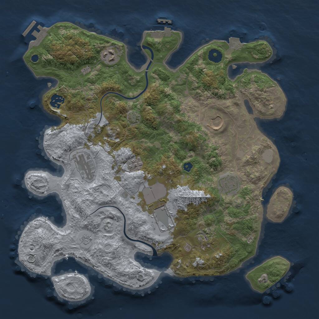 Rust Map: Procedural Map, Size: 3500, Seed: 706641383, 13 Monuments
