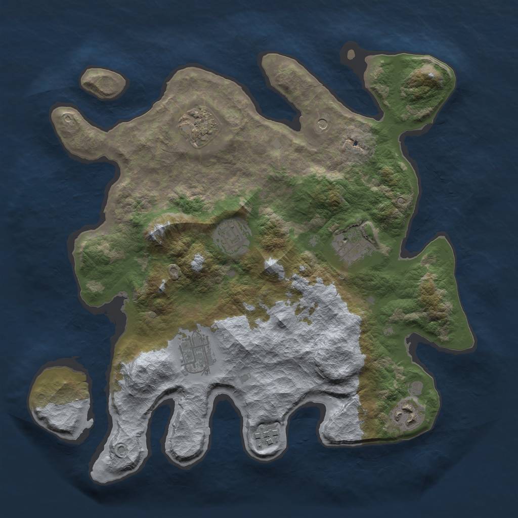 Rust Map: Barren, Size: 3250, Seed: 716959080, 9 Monuments