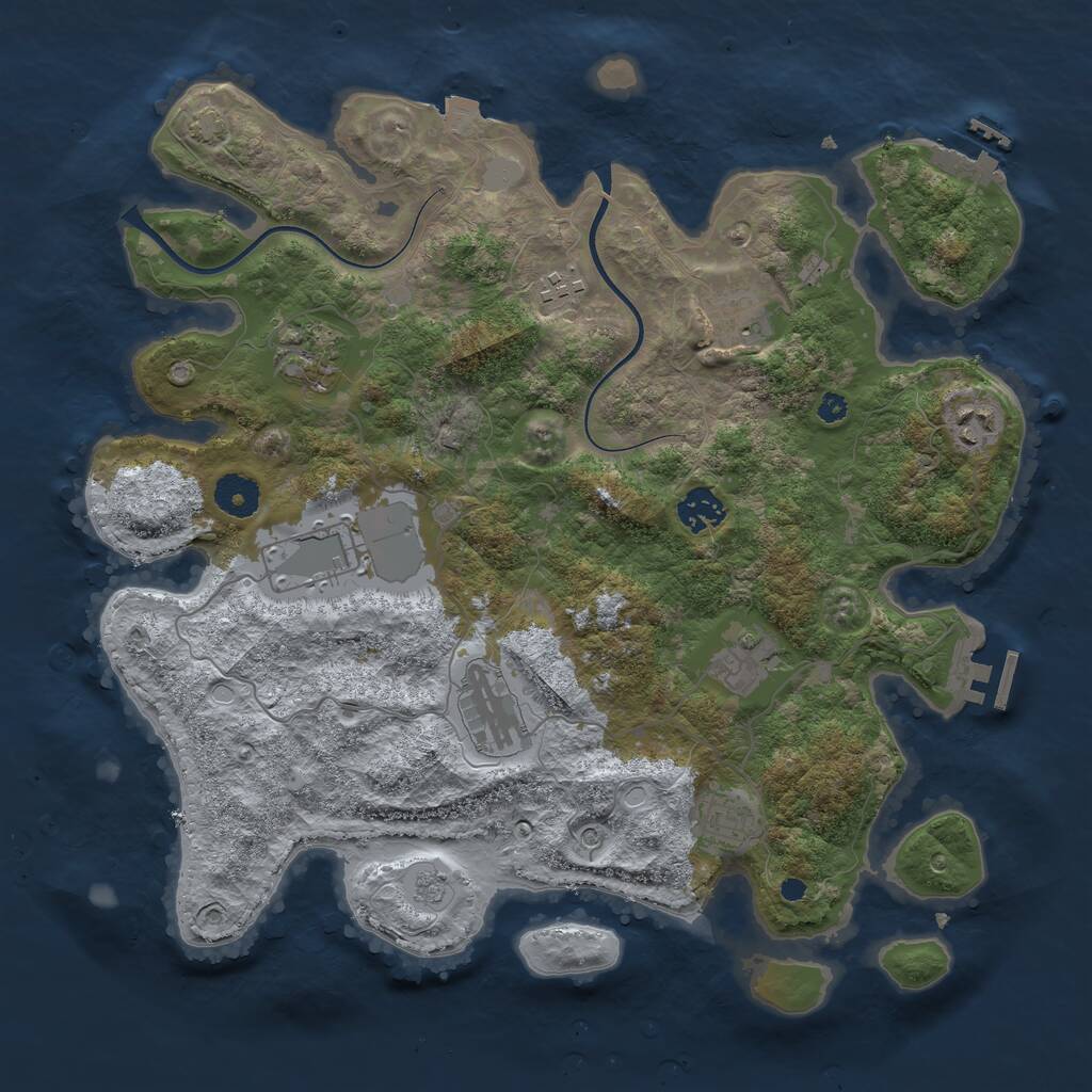 Rust Map: Procedural Map, Size: 3700, Seed: 874746830, 15 Monuments
