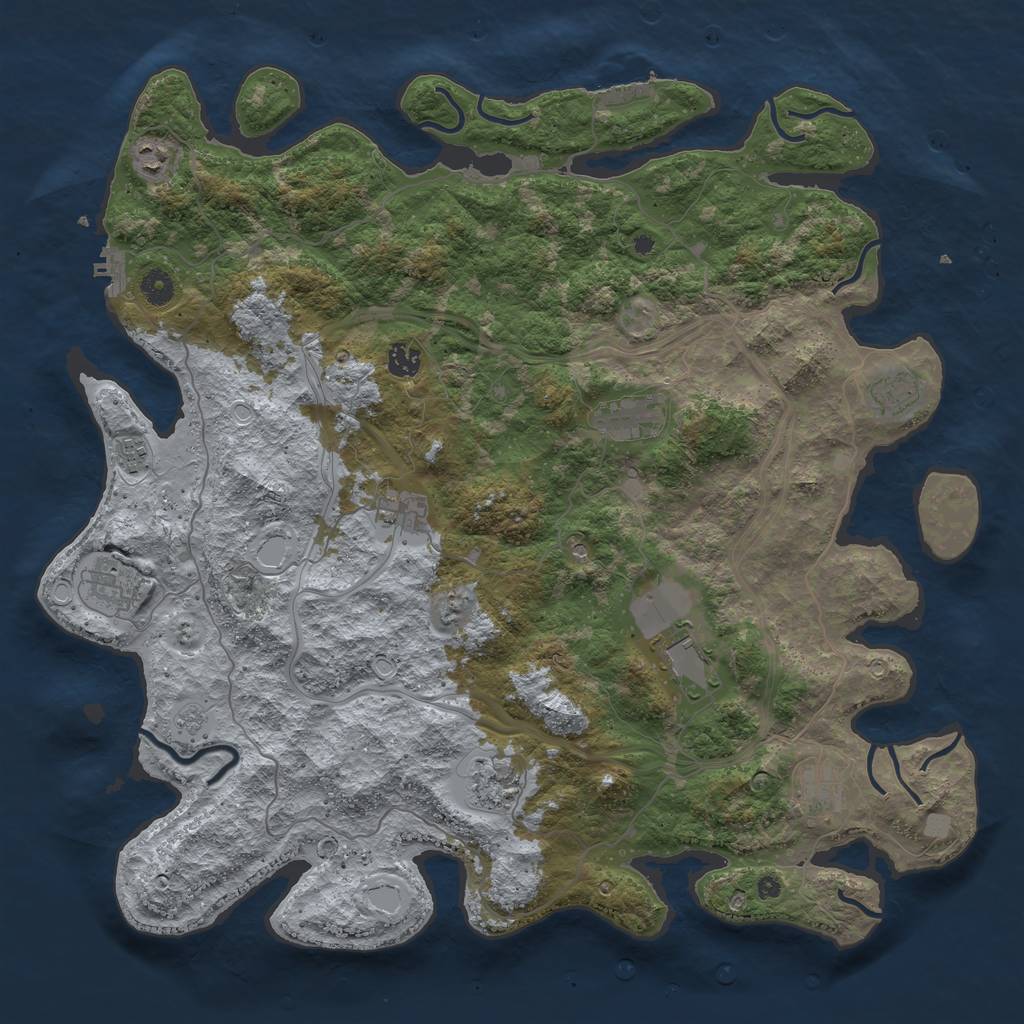 Rust Map: Procedural Map, Size: 4500, Seed: 430434249, 17 Monuments