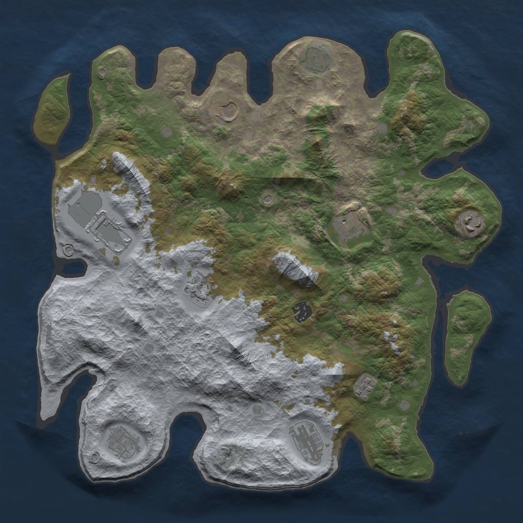 Rust Map: Barren, Size: 4000, Seed: 6000, 13 Monuments