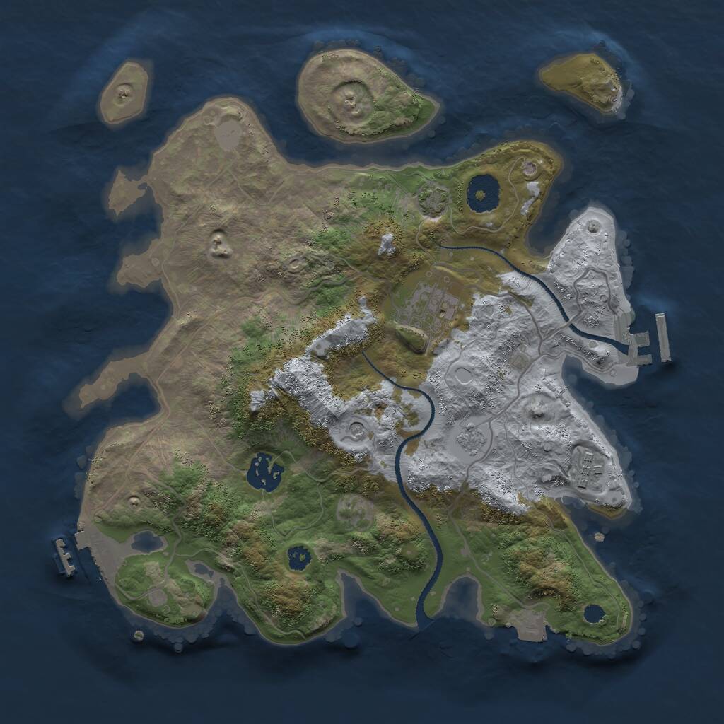 Rust Map: Procedural Map, Size: 3000, Seed: 1544811691, 9 Monuments