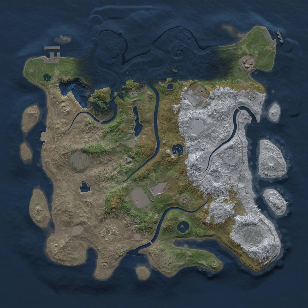 Rust Map: Procedural Map, Size: 4000, Seed: 1945960750, 14 Monuments