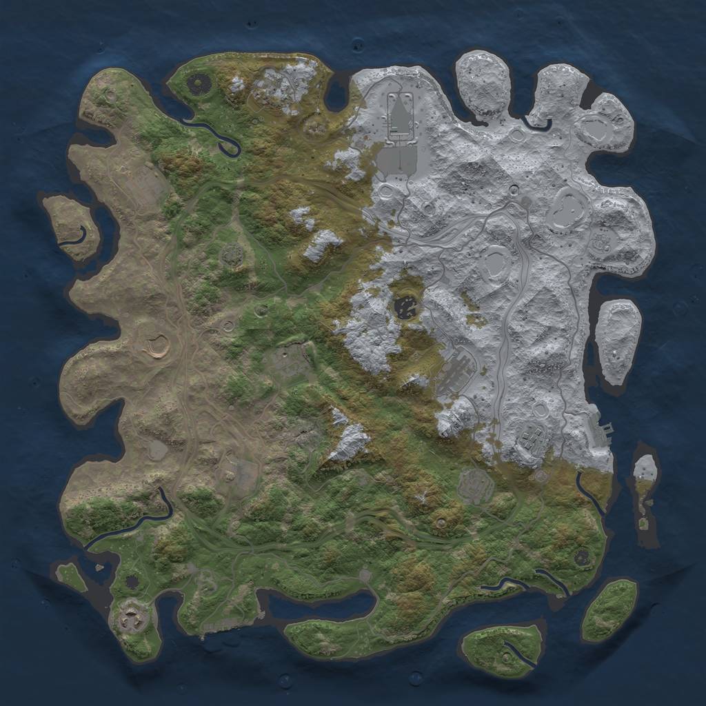 Rust Map: Procedural Map, Size: 4500, Seed: 81283771, 19 Monuments