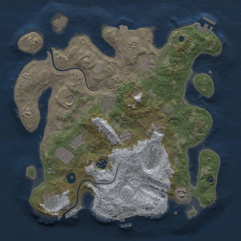 Rust Map: Procedural Map, Size: 3500, Seed: 740863755, 15 Monuments