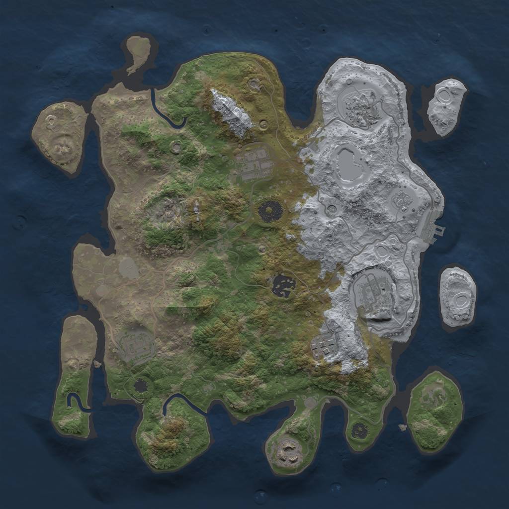 Rust Map: Procedural Map, Size: 3300, Seed: 766137707, 13 Monuments